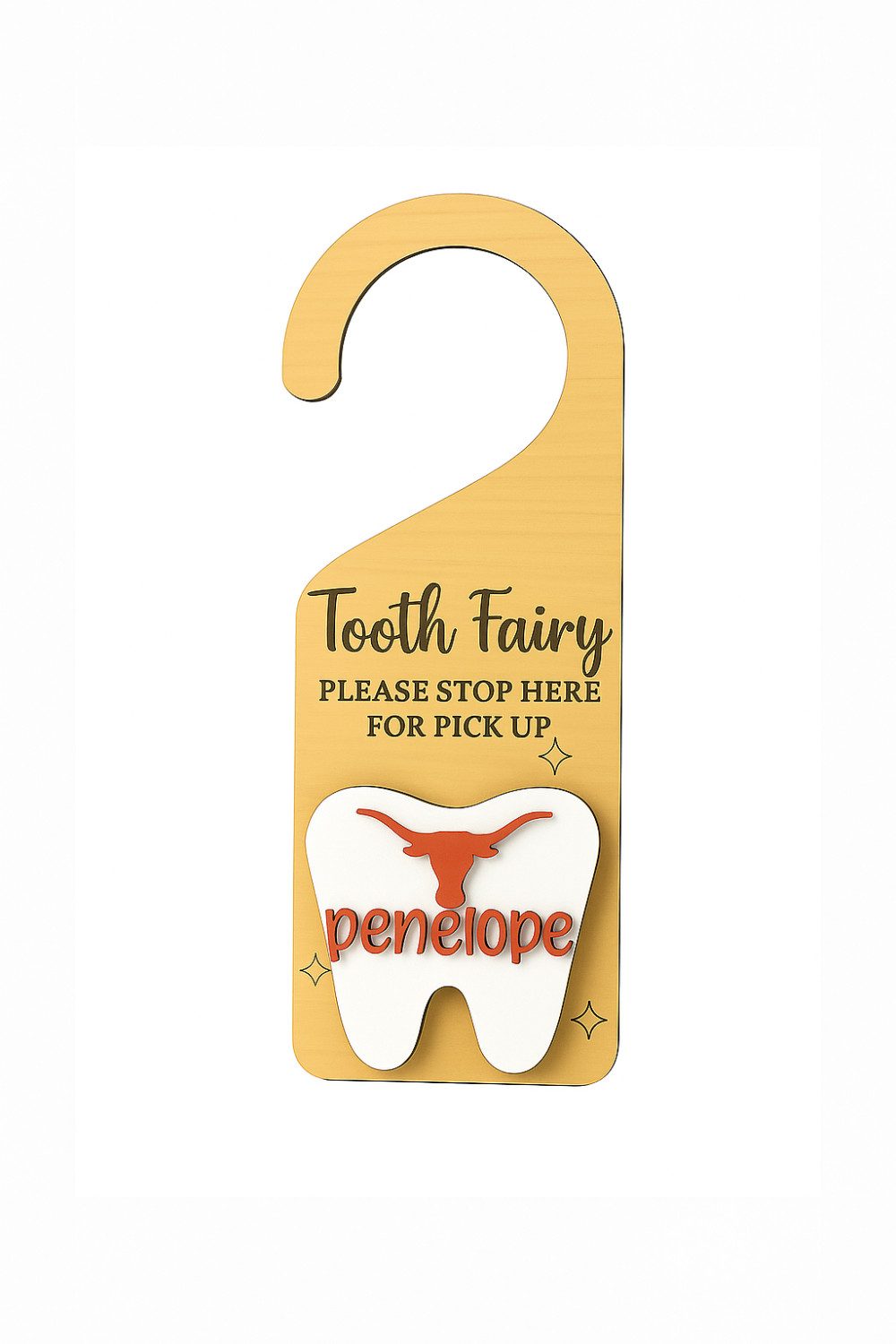 Personalized Texas Longhorn Tooth Fairy Door Hanger