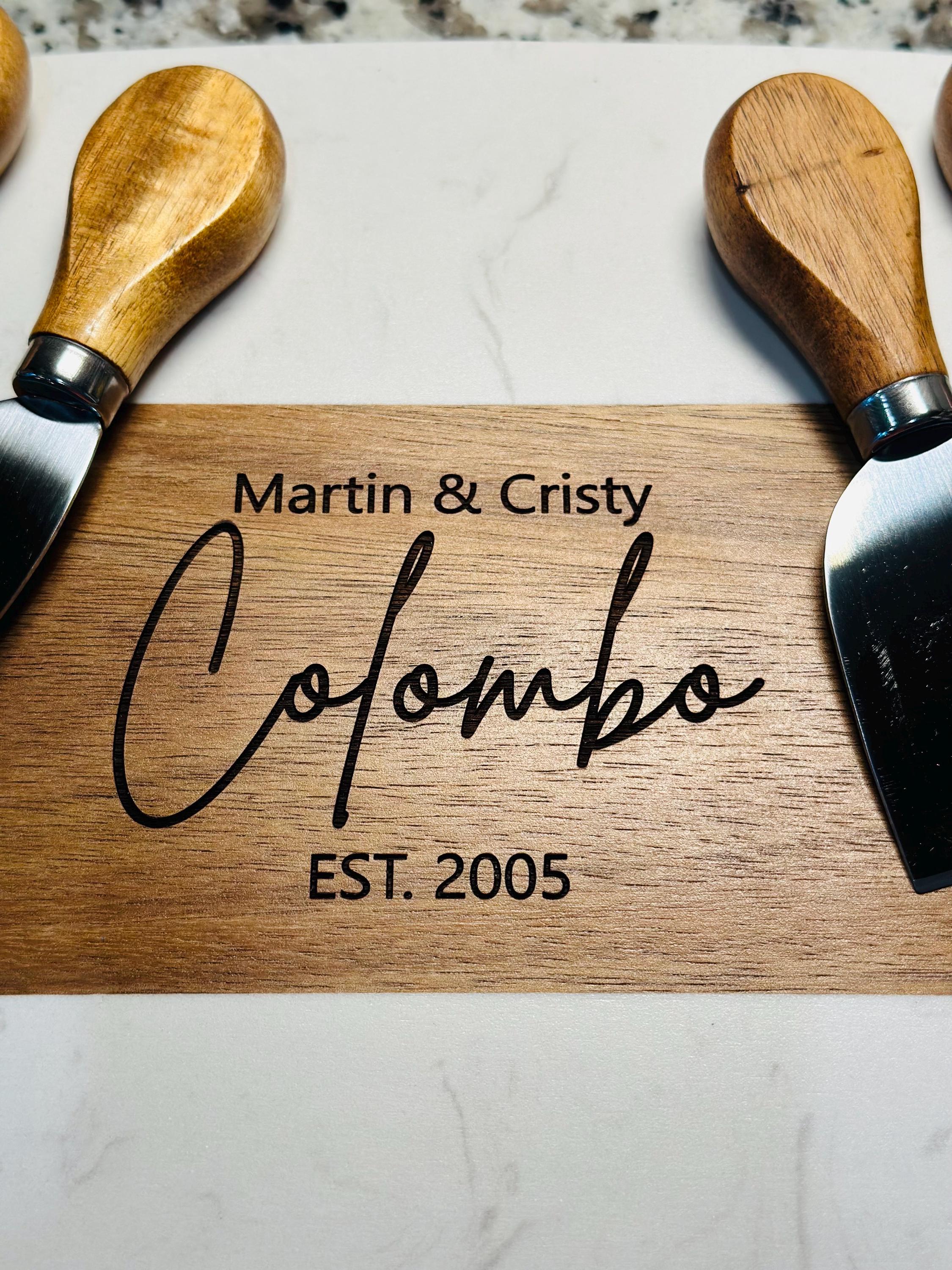 Personalized Marble & Acacia Wood Serving Board