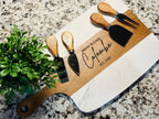 Personalized Marble & Acacia Wood Serving Board